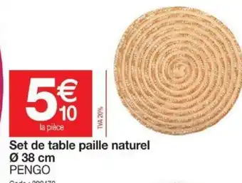 Promocash Set de Table Paille Naturel offre
