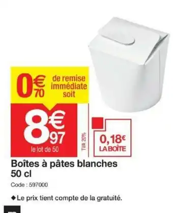 Promocash Boîtes à Pâtes Blanches offre