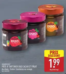 ALDI GRANDESSA PÂTE À TARTINER DUO CACAO ET FRUIT offre