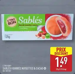 ALDI C'TRO BON SABLÉS FOURRÉS NOISETTES & CACAO offre