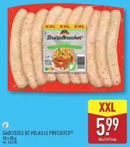 ALDI Brutzlkracher SAUCISSSES DE VOLAILLE PRÉCUITES offre