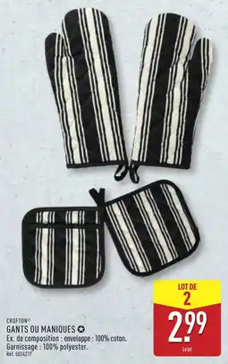 ALDI CROFTON GANTS OU MANIQUES offre