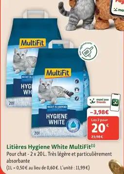 Maxi Zoo MultiFit Litières Hygiene White offre