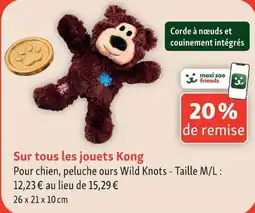 Maxi Zoo Kong peluche ours Wild Knots offre