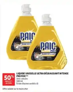 Auchan Paic liquide vaisselle ultra dégraissant intense pro offre