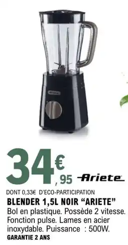E.Leclerc Ariete Blender 1,5L NOIR offre