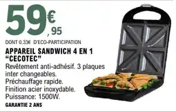 E.Leclerc CECOTEC APPAREIL SANDWICH 4 EN 1 offre