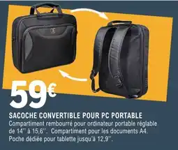 E.Leclerc Espace Culturel SACOCHE CONVERTIBLE POUR PC PORTABLE offre