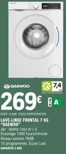 E.Leclerc DAEWOO LAVE-LINGE FRONTAL 7 KG offre