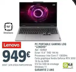 E.Leclerc Espace Culturel Lenovo PC Portable Gaming LOQ offre