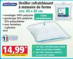 Norma Bleu Calin Oreiller rafraîchissant à mémoire de forme offre