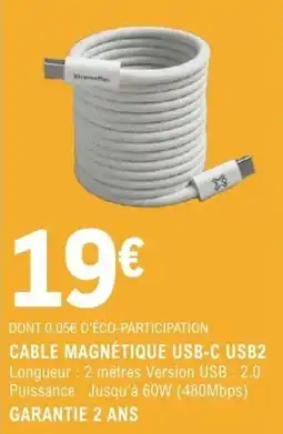 E.Leclerc Espace Culturel XtremeMac CABLE MAGNÉTIQUE USB-C USB2 offre