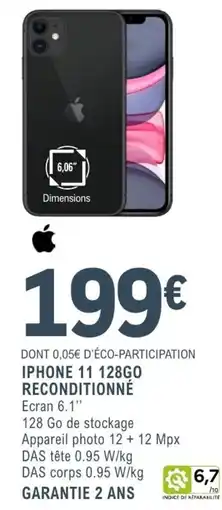 E.Leclerc Espace Culturel Apple iPhone 11 128Go offre