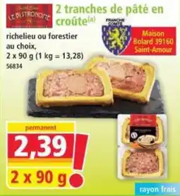 Norma Le Bistronomic 2 tranches de pâté en croûte offre