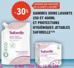 E.Leclerc Parapharmacie Saforelle Gammes soins lavants et protections hygièniques jetables offre