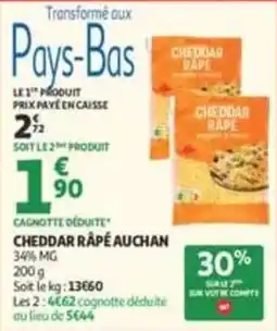 Auchan Supermarché CHEDDAR RÂPÉ AUCHAN offre