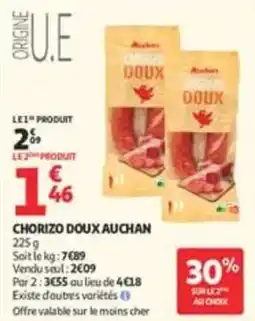 Auchan Supermarché Auchan Chorizo Doux offre