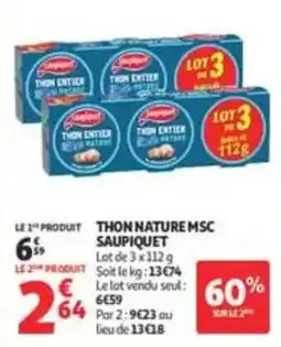 Auchan Supermarché Sauvignon Thon Nature MSC offre