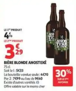 Auchan Supermarché ANOSTEKÉ BIÈRE BLONDE offre