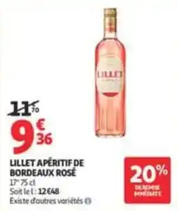 Auchan Supermarché LILLET APÉRITIF DE BORDEAUX ROSÉ offre