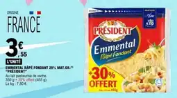 E.Leclerc PRÉSIDENT Emmental Râpé Fondant offre