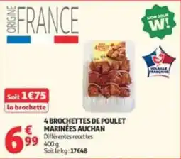 Auchan Supermarché Auchan Brochettes de poulet marinées offre