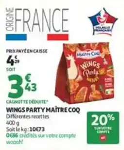 Auchan Supermarché Maître Coq Wings Party offre