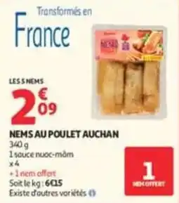 Auchan Supermarché AUCHAN NEMS AU POULET offre