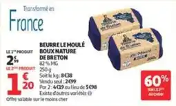Auchan Supermarché Beurre Le Moulé Boux Nature de Breton offre