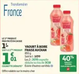 Auchan Supermarché YAOURT À BOIRE FRAISE AUCHAN offre