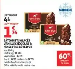 Auchan Supermarché Côte d'Or Bâtonnets glacés offre