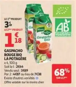 Auchan Supermarché La Potagère Gaspacho Rouge Bio offre