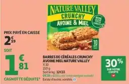 Auchan Supermarché NATURE VALLEY BARRES DE CÉRÉALES CRUNCHY AVOINE MIEL offre
