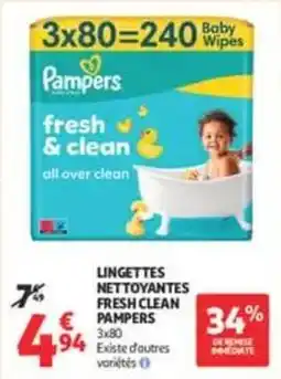 Auchan Supermarché Pampers Lingettes nettoyantes fresh clean offre