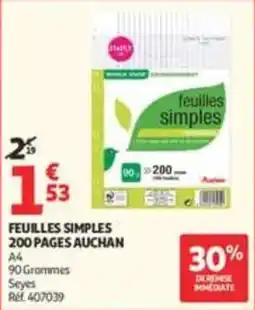 Auchan Supermarché Auchan Feuilles simples offre