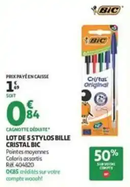 Auchan Supermarché BIC Stylos bille Cristal offre