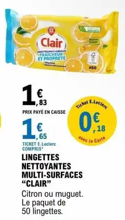 E.Leclerc Clair Lingettes nettoyantes multi-surfaces offre