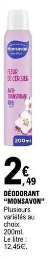 E.Leclerc Monsavon deodorant offre