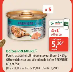 Maxi Zoo Premiere boîtes premiere offre