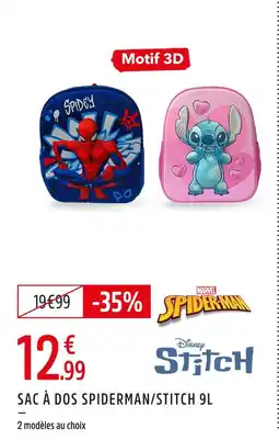 Intersport Marvel sac à dos spiderman/stitch 9l offre