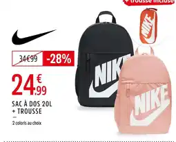 Intersport Nike sac à dos 20 l + trousse offre
