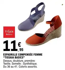 E.Leclerc Tissaia Basics ESPADRILLE COMPENSÉE FEMME offre