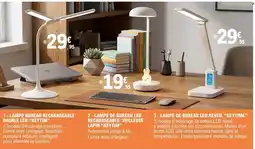 E.Leclerc KEYTIM Lampe bureau rechargeable double LED offre