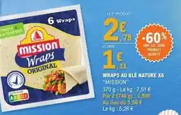 E.Leclerc Wraps au blé nature x6 offre