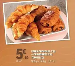 E.Leclerc Pains chocolat x10 + croissants x10 tournesol offre