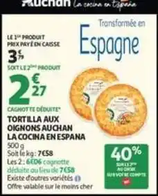 Auchan Supermarché Auchan - tortilla aux oignons la cocina en espana offre