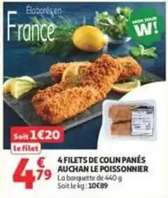 Auchan Supermarché Auchan - 4 filets de colin panés offre