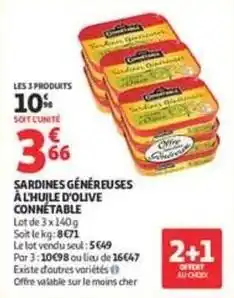 Auchan Supermarché Connetable - sardines généreuses à l'huile d'olive offre