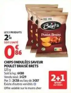 Auchan Supermarché Brets - chips ondulées saveur poulet braisé offre