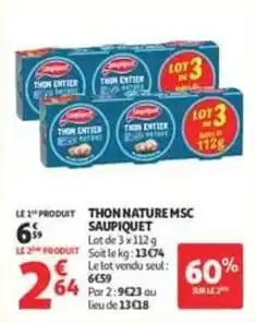 Auchan Supermarché Saupiquet - thon nature msc offre